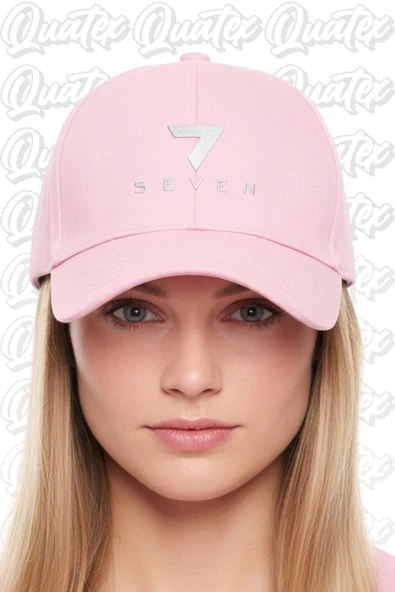 Quatex Seven Nakışlı Şapka – Pembe %100 Pamuk Gabardin Unisex Model ürün görseli 1