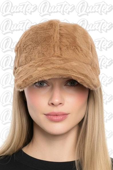 Quatex Peluş Kışlık Şapka - Kahverengi %100 Peluş Kumaş Unisex Model ürün görseli 1