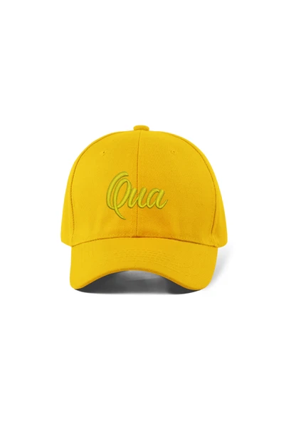 Quatex Qua Nakışlı Şapka – Sarı %100 Pamuk Gabardin Unisex Model ürün görseli 1