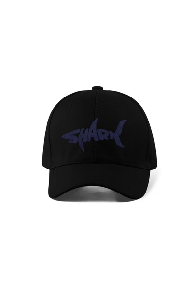 Quatex Shark Nakışlı Şapka – Siyah %100 Pamuk Gabardin Unisex Model ürün görseli 1