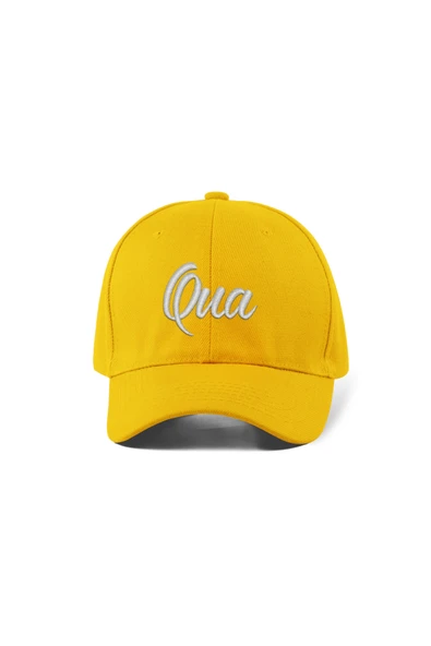 Quatex Qua Nakışlı Şapka – Sarı %100 Pamuk Gabardin Unisex Model ürün görseli 1