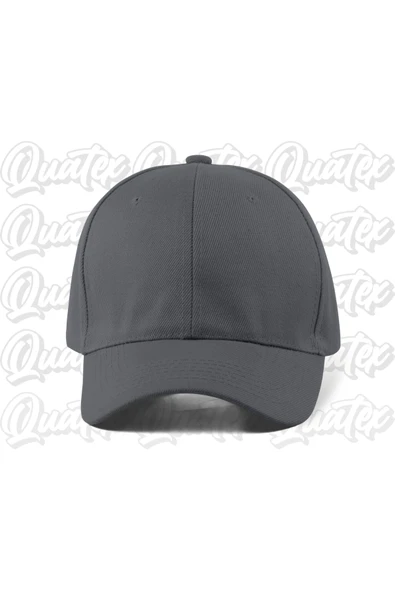 Quatex Basic Düz Pamuklu Şapka - Gri Renk %100 Pamuk Gabardin Unisex Model Şapka ürün görseli 1