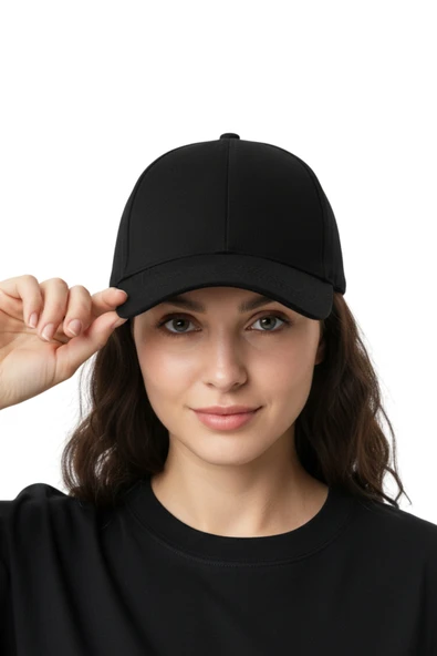Quatex Basic Şapka - Siyah %100 Pamuk Gabardin Unisex Model - Resim 2