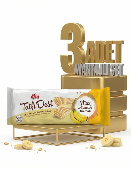 Afia Tatlı Dost Muz Kremalı Gofret 3x140 Gr - Resim 2
