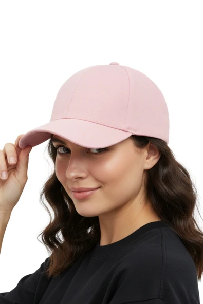 Quatex Basic Şapka - Pembe %100 Pamuk Gabardin Unisex Model - Resim 2