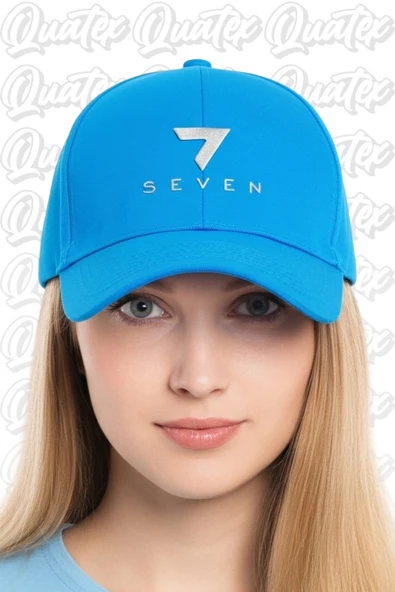 Quatex Seven Nakışlı Şapka – Mavi %100 Pamuk Gabardin Unisex Model ürün görseli 1