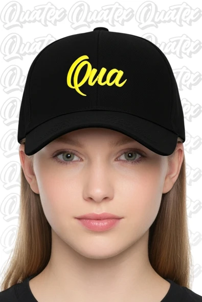Quatex Qua Nakışlı Şapka – Siyah %100 Pamuk Gabardin Unisex Model ürün görseli 1