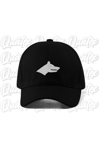 Quatex Bozkurt Nakışlı Türk Şapka - Siyah Renk %100 Pamuk Gabardin Unisex Model Şapka ürün görseli 1