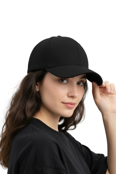 Quatex Basic Şapka - Siyah %100 Pamuk Gabardin Unisex Model ürün görseli 1