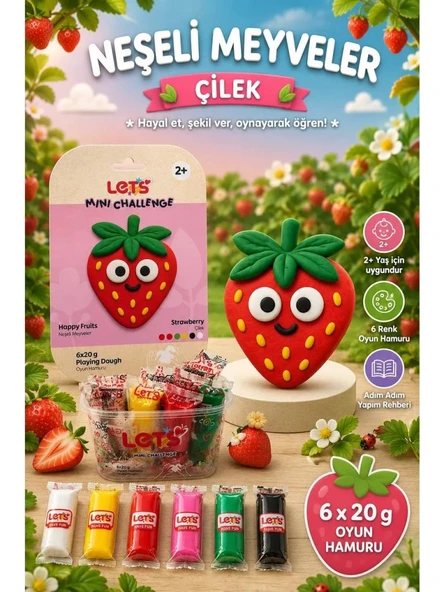 LETS OYUN HAMURU NESELI MEYVELER CILEK 6x20g 1030 ürün görseli 1