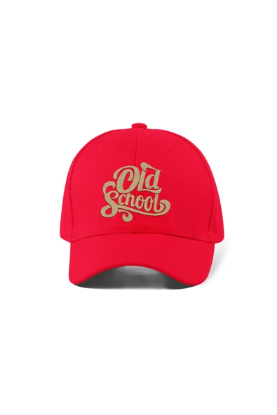 Quatex Old School Nakışlı Şapka – Kırmızı %100 Pamuk Gabardin Unisex Model ürün görseli 1
