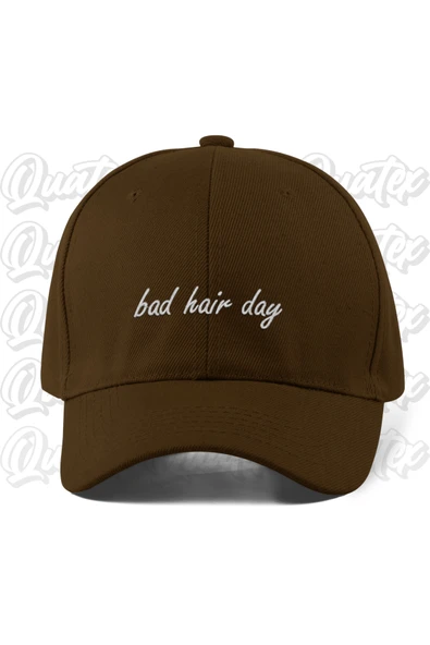 Quatex Bad Hair Day Nakışlı Şapka - Kahverengi Renk %100 Pamuk Gabardin Unisex Model Şapka ürün görseli 1