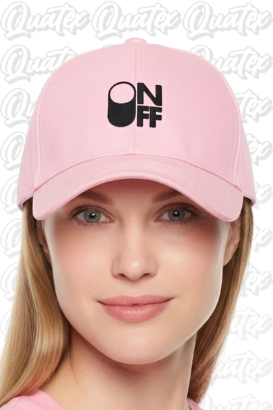 Quatex OnOff Nakışlı Şapka – Pembe %100 Pamuk Gabardin Unisex Model ürün görseli 1
