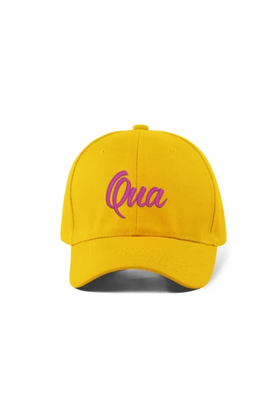 Quatex Qua Nakışlı Şapka – Sarı %100 Pamuk Gabardin Unisex Model ürün görseli 1