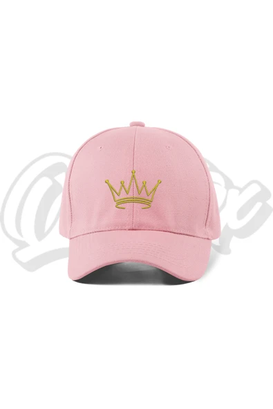 Quatex Taç Nakışlı Şapka – Pembe %100 Pamuk Gabardin Unisex Model ürün görseli 1