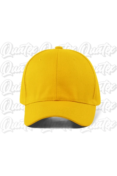 Quatex Basic Düz Pamuklu Şapka - Sarı Renk %100 Pamuk Gabardin Unisex Model Şapka ürün görseli 1