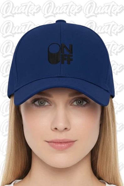 Quatex OnOff Nakışlı Şapka – Lacivert %100 Pamuk Gabardin Unisex Model ürün görseli 1