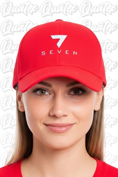 Quatex Seven Nakışlı Şapka – Kırmızı %100 Pamuk Gabardin Unisex Model ürün görseli 1