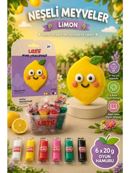 LETS OYUN HAMURU NESELI MEYVELER LIMON 6x20g 1027 ürün görseli 1