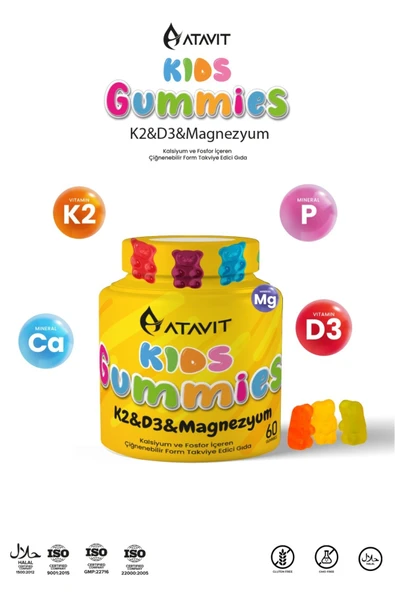 Atavit Kids D3 K2 Magnezyum 60 Gummies ürün görseli 1