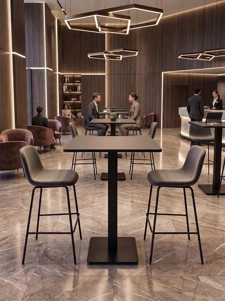 Matte Prime Bistro Masa 102cm Füme Tablalı - Kafe Restoran Otel Masası ürün görseli 1