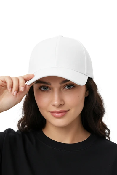 Quatex Basic Şapka - Beyaz %100 Pamuk Gabardin Unisex Model ürün görseli 1