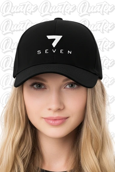 Quatex Seven Nakışlı Şapka – Siyah %100 Pamuk Gabardin Unisex Model ürün görseli 1