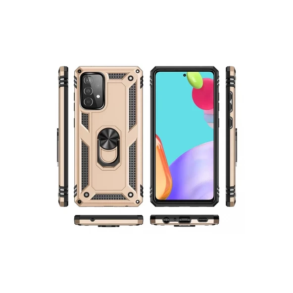 Samsung Galaxy A53 5g Kılıf Sofya Yüzüklü Silikon Kapak - Gold ürün görseli 1