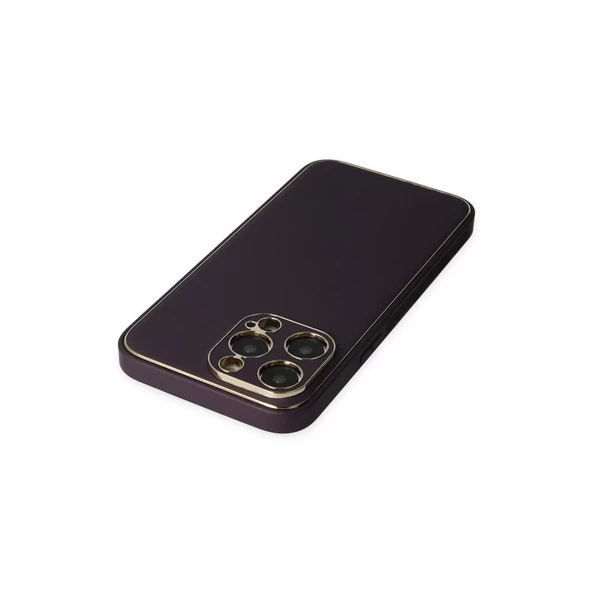 İphone 13 Pro Kılıf Coco Deri Silikon Kapak - Derin Mor ürün görseli 1