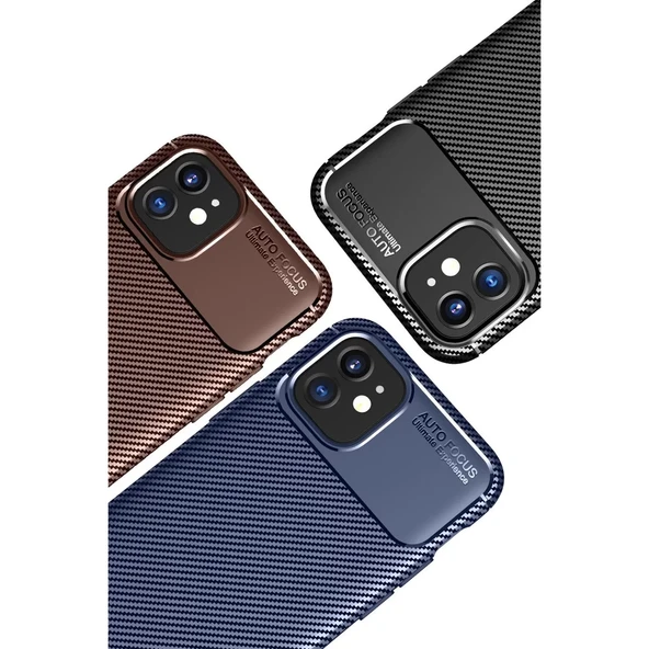 İphone 12 Mini Kılıf Auto Focus Karbon Kapak - Kahverengi ürün görseli 1