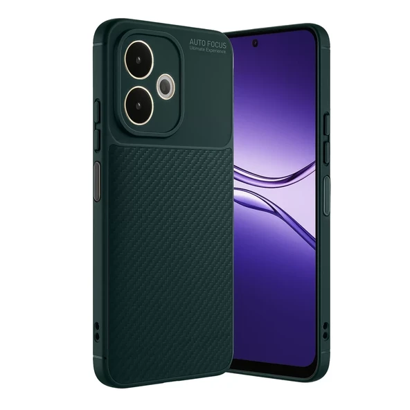 Oppo A5 Pro 4g Kılıf Auto Focus Karbon Kapak - Koyu Yeşil ürün görseli 1