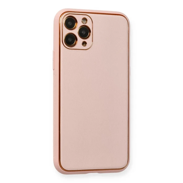 İphone 11 Pro Kılıf Coco Deri Silikon Kapak - Pembe - Resim 2
