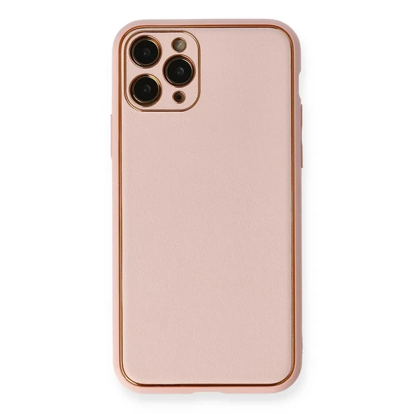 İphone 11 Pro Kılıf Coco Deri Silikon Kapak - Pembe - Resim 3