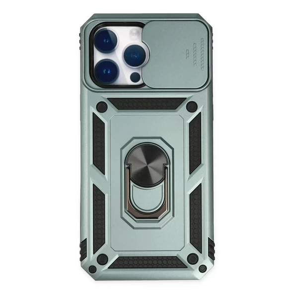 İphone 14 Pro Kılıf Pars Lens Yüzüklü Silikon - Yeşil ürün görseli 1