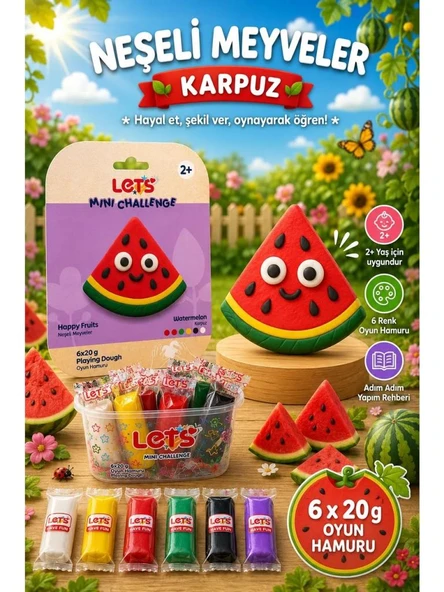 LETS OYUN HAMURU NESELI MEYVELER KARPUZ 6x20g 1028 ürün görseli 1