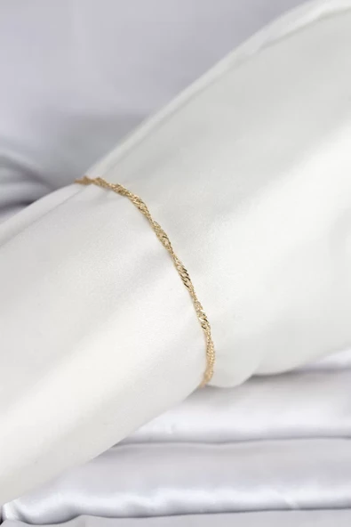 CM 14K Gold Renk Ezme Burgu Zincir Model Kadın Bileklik - TJ-BB8280 ürün görseli 1