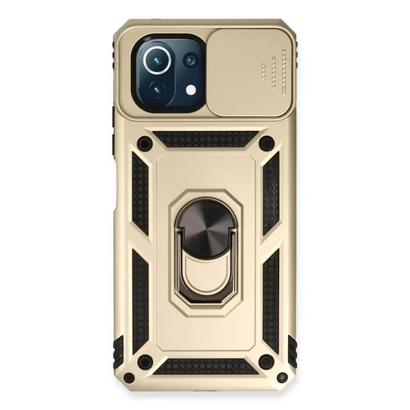 Xiaomi Mi 11 Lite Kılıf Pars Lens Yüzüklü Silikon - Gold ürün görseli 1