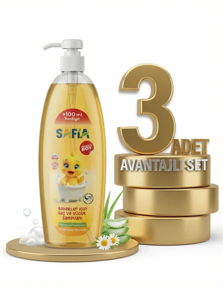 Safia Bebek için Saç ve Vücut Şampuanı 3x750 Ml ürün görseli 1