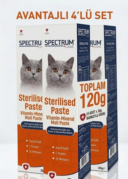 Spectrum Care Kısırlaştırılmış Kediler İçin Vitaminli Malt Paste 30 G*4 Adet ürün görseli 1