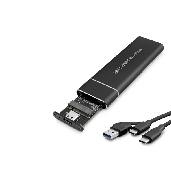 Ssd Kutu Type-C3.1 + Usb3.0 Nvme M2 Chıp Jms583 Siyah HDX1768 ürün görseli 1