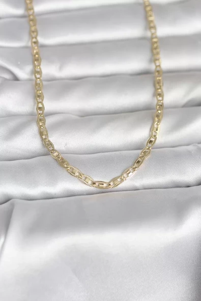 CM 14K Gold Renk Lazer Kesim Zincirli Model 60 cm Kadın Kolye - TJ-BKO10981 ürün görseli 1