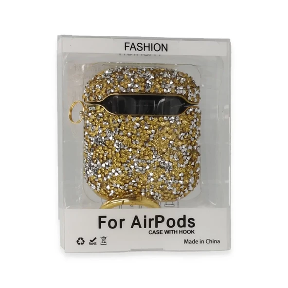 Airpods 2 (2.nesil) Mira Taşlı Kılıf - Gold ürün görseli 1