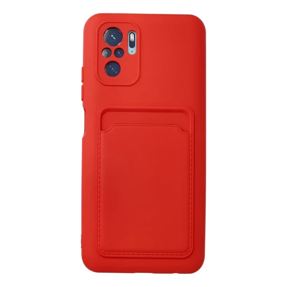 Xiaomi Redmi Note 10s Kılıf Kelvin Kartvizitli Silikon - Kırmızı ürün görseli 1