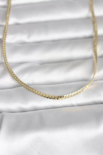 CM 14K Gold Renk Yassı Zincir Model 45 cm Kadın Kolye - TJ-BKO11002 ürün görseli 1