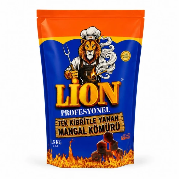 Lion Profesyonel Mangal Kömürü - Tek Kibritle Yanan 1.5 Kg ürün görseli 1