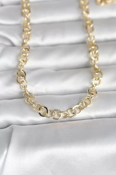 CM 14K Gold Renk Kalın Halka Zincirli 60 cm Kadın Kolye - TJ-BKO10999 ürün görseli 1