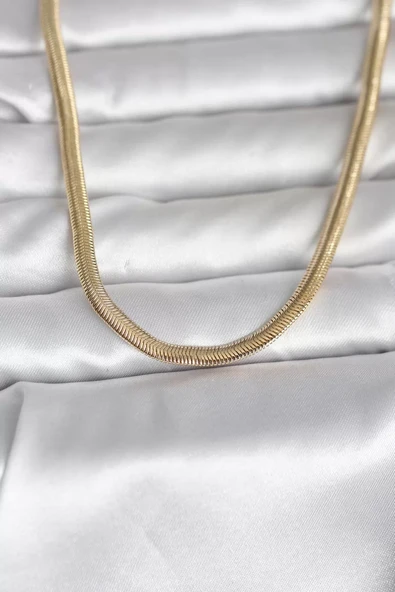 CM 14K Gold Renk Yassı Yılan Zincir Model 45 cm Kadın Kolye - TJ-BKO11005 ürün görseli 1