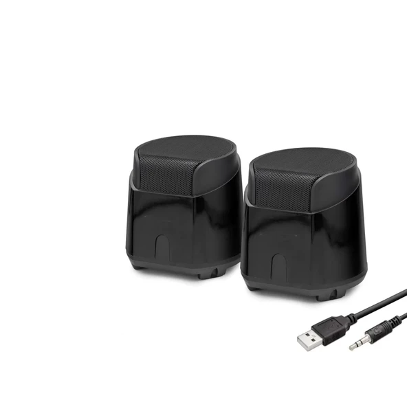 Masaüstü Hoparlör 1+1 USB + 3.5mm - Siyah HD6024 ürün görseli 1