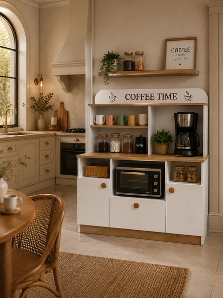 Öztürk Mobilya Design Coffeenola Kahve Köşesi, Mutfak Dekorasyon, Çok Amaçlı Dolap, Mikrodalga Mini Fırın Dolap ürün görseli 1