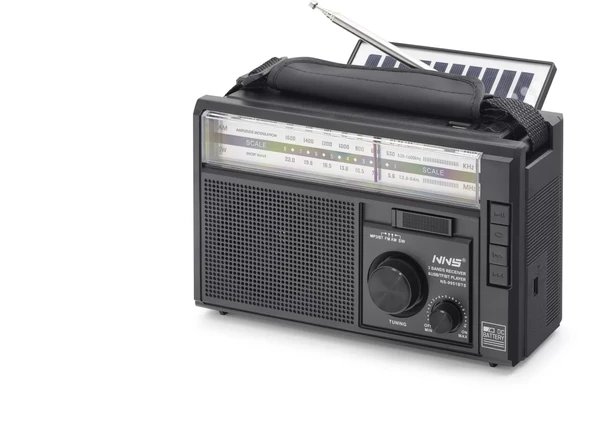 Bluetooth Solar Panelli Fm Radyo Usb Tf Nostaljik Hoparlör - Siyah NS9951BTS ürün görseli 1